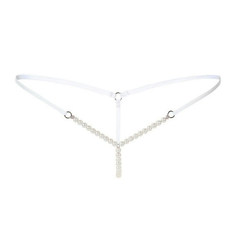 

Knosfe Plus Size Thongs Lingerie Low Rise G-String Solid Ladies Underwear Panties White Free Size