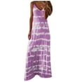 thumbnail image 2 of ERTUTUYI Women's Summer Spaghetti Straps Striped Printed Casual Long Maxi Dress Purple M, 2 of 7