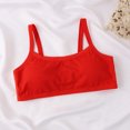 thumbnail image 2 of Girls' Cotton Spaghetti Strap Sport Bra Camisole Shelf Bra Soft Comfortable Everyday Outfits(Red,10-16 Years), 2 of 4
