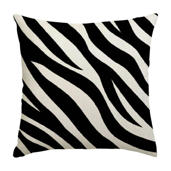 GooTPa Animal Zebra Print Pillow Covers, Cozy Square Throw Pillow Case Decoration, Linen Cushion Covers for Couch Sofa Bedroom Living Room Holiday Home Decor - 18x18in