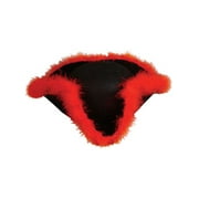 Adult Costume Black Pirate Hat with Red Fur Trim by Rhode Island Novelty