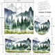 thumbnail image 2 of Juego de cortina de ducha verde y dorada con tapa de inodoro y alfombras antideslizantes para decoración de baño, juego de 4 cortinas de ducha de montaña abstracta, juego de baño geométrico moderno, 2 of 7