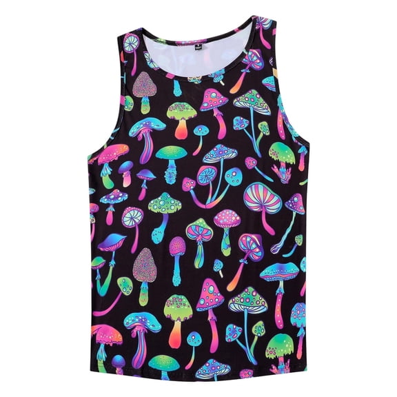 Tank Tops Men Casual Graphic Print Sleeveless Crewneck T Shirts Summer Workout Beach Athletic Breathable Vests Purple L