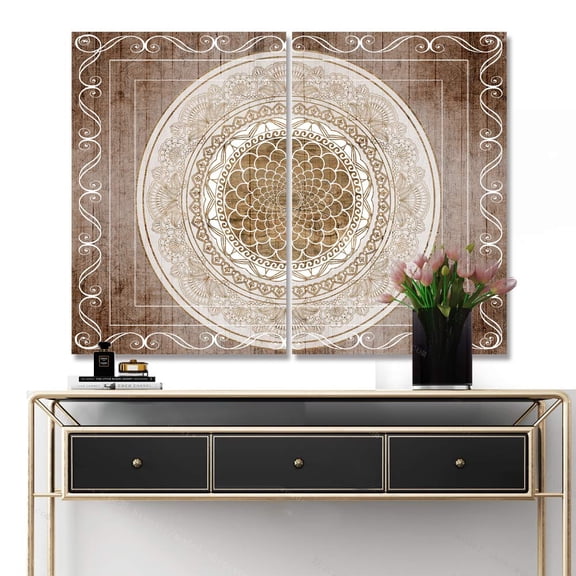 wall26 2 Piece Canvas Wall Art Vintage Pattern Pictures Home Wall Decorations for Bedroom Living Room Paintings Canvas Prints Framed - 16"x24" x 2 Panels