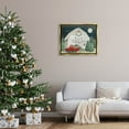 thumbnail image 2 of Nighttime Christmas Barn Farm Holiday Graphic Art Metallic Gold Framed Art Print Wall Art, 2 of 6