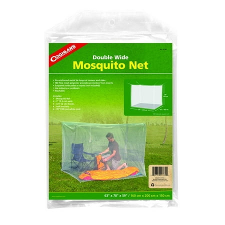 Coghlan's Double Wide Rectangular Mosquito Net, White, Rectangular double-wide mosquito net provides fully enclosed protection against biting insects and mosquitoes.., By