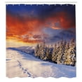 thumbnail image 3 of Ambesonne Winter Shower Curtain, Mountains Pine Trees, 69"Wx84"L, Orange White, 3 of 5