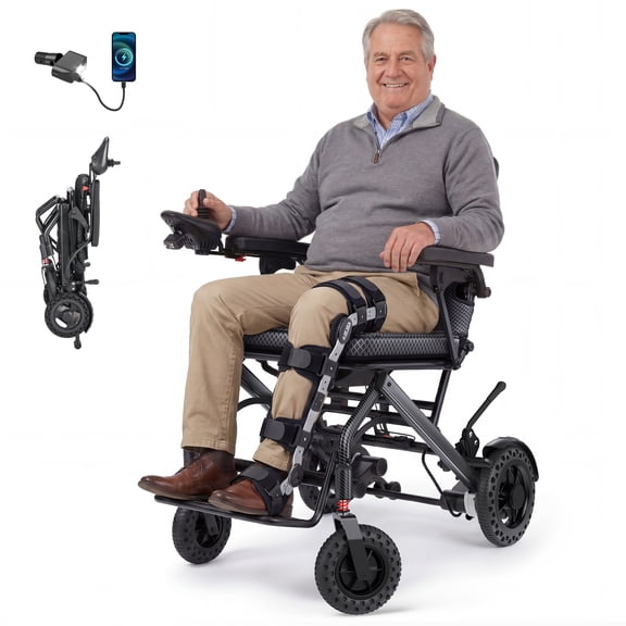 Wefree Lightweight Foldable Electric Wheelchair 16.5" Padded Seat,5-Speed All Terrain Motorize Wheelchair for Adult Senior,6Ah Battery,250lb Limit