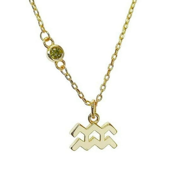 Collar con dije signo zodiaco Acuario chapa de oro 18k