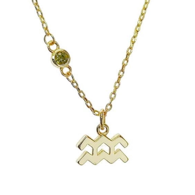 Collar con dije signo zodiaco Acuario chapa de oro 18k