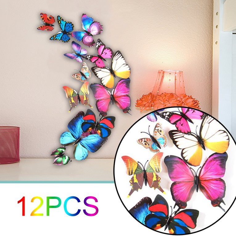 Romirofs 12PCS/Set 3D PVC Magnet Butterflies DIY Wall Sticker Refrigerator Magnets Removable Art Decal for Home Decoration