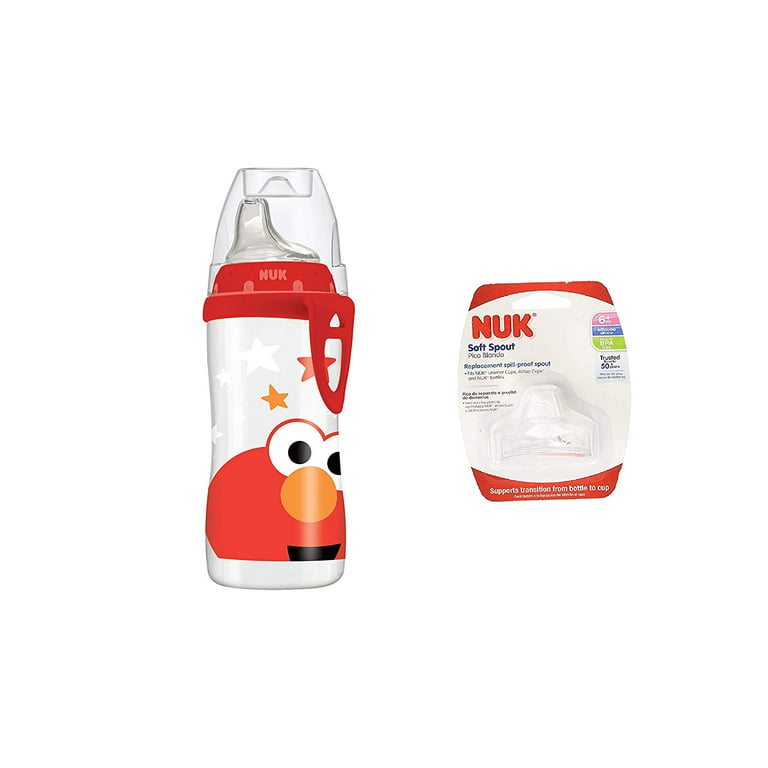 NUK Sesame Street Active Sippy Cup, 10oz, 2 Pack, Elmo and Cookie Monster
