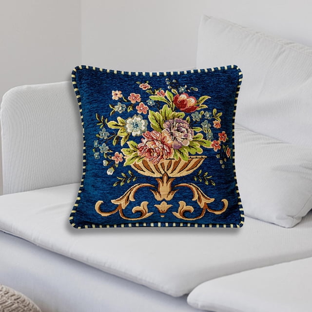 Funda de Almohada Decorativa perfecl 19 x 19 pulgadas Floral Azul
