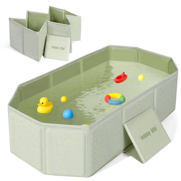 Bañera Plegable para Bebé Orzbow para Niños con Base Antideslizante Verde