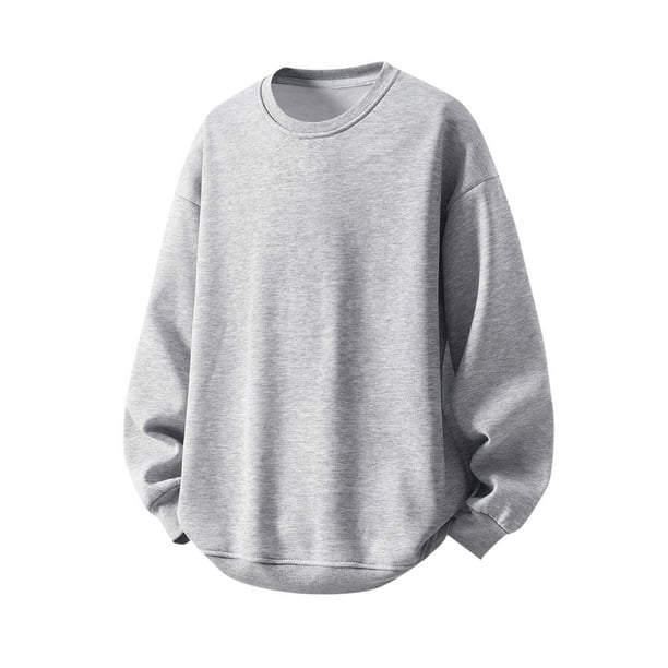 Blusas y camisas de manga larga con cuello redondo para hombre, estilo casual, de color liso, con cordón ajustable, sudaderas con capucha de manga larga, blusa de poliéster para hombre