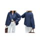 thumbnail image 3 of Gabardina Corta para Mujer, Abrigo Holgado de Larga con Solapa y Doble Botonadura, Ropa de Abrigo de Moda Azul Marino XL, 3 of 7
