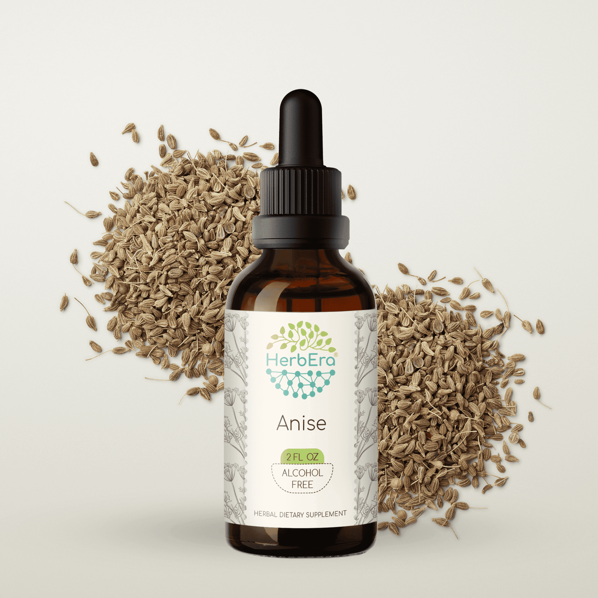 HerbEra Anise Tincture, Herbal Dietary Supplement for Digestive and Calming Support, Anise (Pimpinella anisum) Dried Seed Extract, Natural, Alcohol-Free, Drops 2 oz