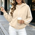 thumbnail image 6 of Qgtaibl Women's Full Zip Hooded Sweatshirt Side White Stripe Design Long Sleeve Jacket Thin Fleece Fall Athletic Hoodie Coat for Running Hiking Gym Khaki M, 6 of 9