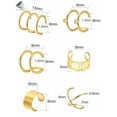 thumbnail image 2 of PULLIMORE 6 Pairs Ear Cuff Clip Set Stainless Steel Fake Cartilage Earring No Piercing Earcuff (Gold), 2 of 8