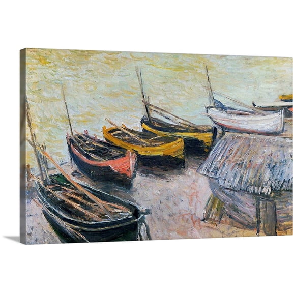 Great BIG Canvas | "Boats on the Beach, 1883" Canvas Wall Art - 48x32