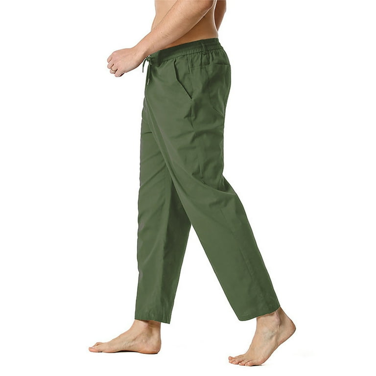 fartey Mens Casual Pants with Elastic Waist Drawstring Half