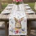 thumbnail image 4 of Bunny Easter Table Runner - 90 Inch Long Spring Floral Pastoral Wooden Cotton and Linen Blended Dress Scarves Farmhouse Table Runner for Kitchen Dining, Coffee Table, 13" x 90", 4 of 8