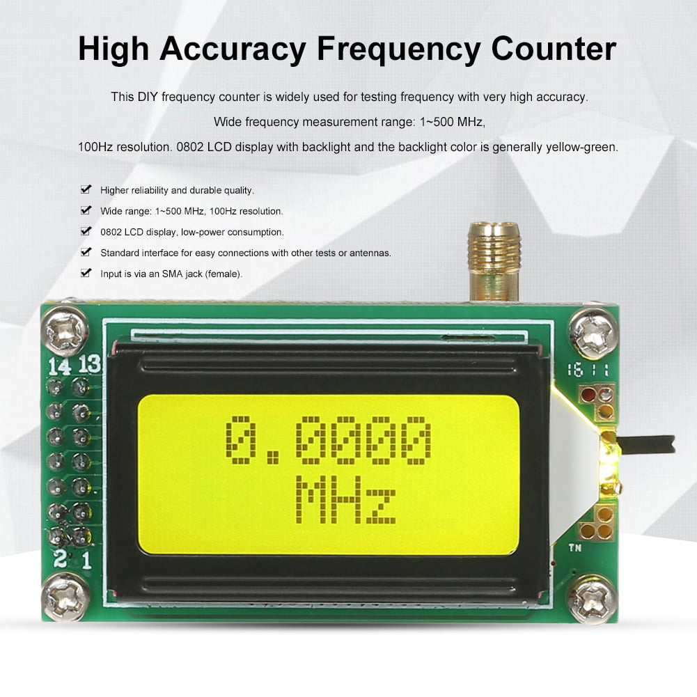 High Accuracy RF Frequency Counter Meter 1-500 MHz Module for Ham Radio 