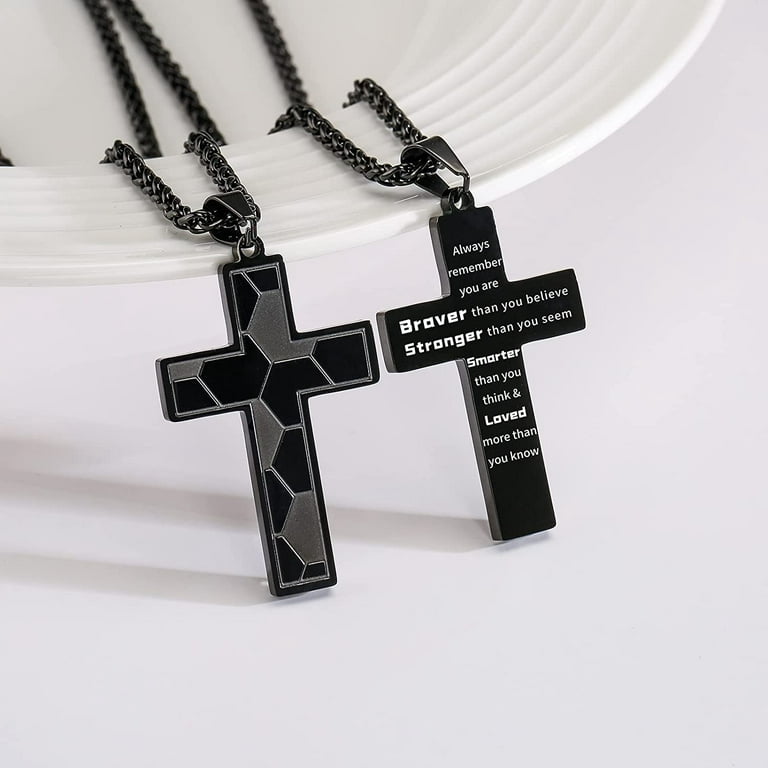 Dog Tag Cross Necklace for Men Boys Stainless Steel Dog Tag Pendant Chain  Bible Verse Military Army First Communion Confirmation Religious Christian