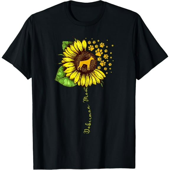 Funny Doberman Mom Sunflower Mother's Day Doberman Pinscher T-Shirt