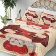 thumbnail image 3 of Ambesonne Cartoon Fitted & Top Sheet Set with Shams, Queen Cards, Red Brown Ecru, 3 of 5