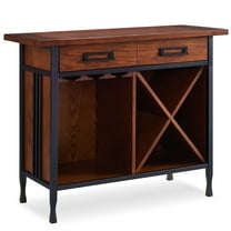 Leick Home Ironcraft Rustic One Drawer Mini-bar/Wine Stand with Glass and Bottle Storage, Mission Oak