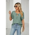 thumbnail image 5 of XCHQRTI Ruffled Short Sleeve Shirt Womens Vneck Tie Blouse Shirts 2024 Tunic Casual Tops, 5 of 8