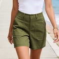 thumbnail image 5 of Tqcoqu Summer Shorts for Women High Waisted Dressy Causal Elastic Waist Mid Thigh Shorts with Pockets,Army Green,Women's S-XXL, 5 of 9