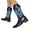 Blue, variant on Cowboy Boots for Women Embroidery Western Fall Boots Square Toe Chunky Heel Mid Calf Boots