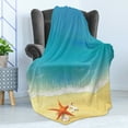 thumbnail image 4 of Starfish Soft Flannel Fleece Blanket, Seashore View Waves on Sandy Beach Caribbean Paradise Summer Season Illustration, Cozy Plush for Indoor and Outdoor Use, 50" x 70", Multicolor, by Ambesonne, 4 of 5