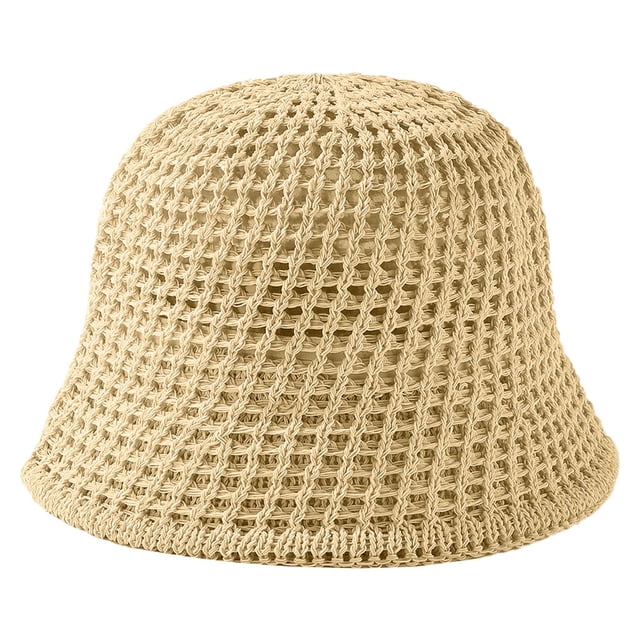 Sombrero de paja hueco con circunferencia de la cabeza para mujer, sombrilla de verano para el sol, sombrero de pescador antiultravioleta, 56-58cm