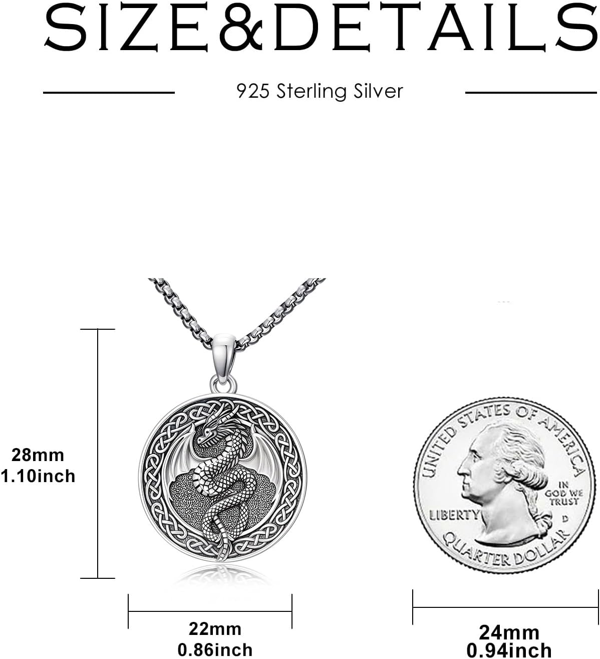 AOBOCO Collana Con Ciondolo Drago In Argento Sterling 925 E Cristalli - Catena 50 Cm - Regalo Donna