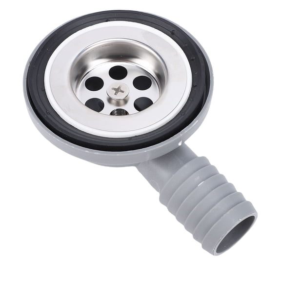 Low Profile RV Kitchen Sink Drain 2.17in Black Stainless Steel Right Angle Marine Yacht Boat Accessories Replacement Parts 1.65-1.97in Mount Aperture