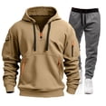 thumbnail image 2 of Zylarhe Men's Autumn And Winter Two Piece Hooded Sweatshirt Hooded Sweatshirt And Pants Set And Suit, 2 of 3