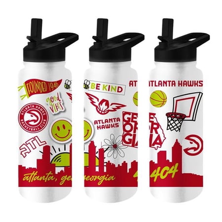 Logo Brands 701-S34QB-63 Atlanta Hawks 34 oz Native Quencher Bottle