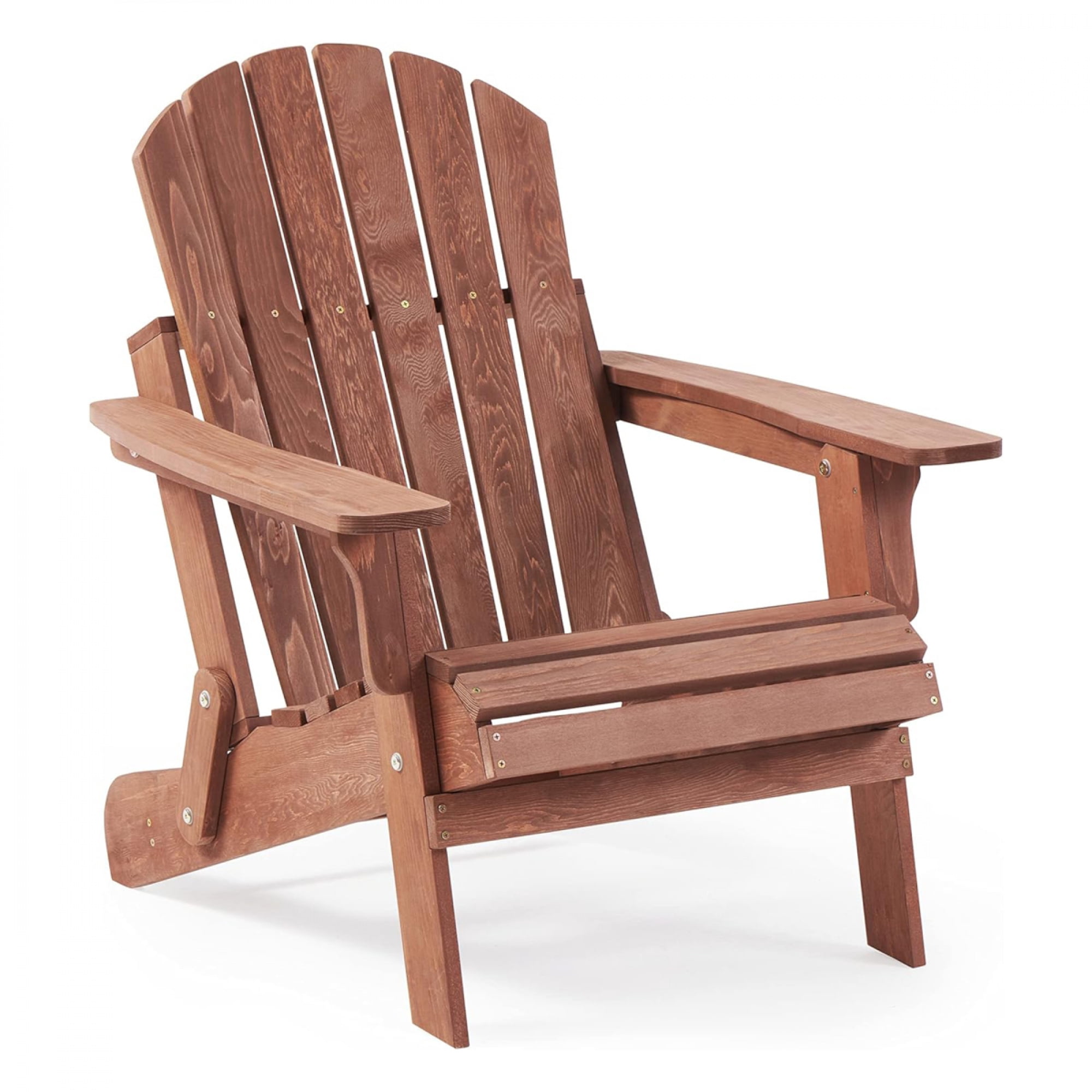 Oversized Embossed Wooden Outdoor Folding Adirondack Chair with Pre-Assembled Backrest & Seat Board, Patio Fire Pit Chair for Backyard, Porch, Poolside & Deck,Brown