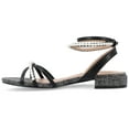 thumbnail image 3 of Journee Womens Tulsi Faux Pearl Ankle Strap Covered Block Heel Flat Evening Dress Sandals, 3 of 10