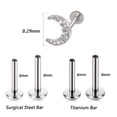 thumbnail image 1 of 1PC G23 TitaniumSteel 16G CZ Gem Moon Labret Lip Bar Ring Crystal Flower Ear Cartílago Tragus Helix Piercing Tornillo Fit Top 16g Tan Jianjun unisex, 1 of 2