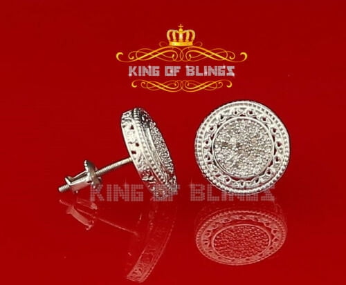 King of Bling's 925 Sterling Silver White Hip Hop 0.33ct Diamond Men's/ Women's Stud Earrings