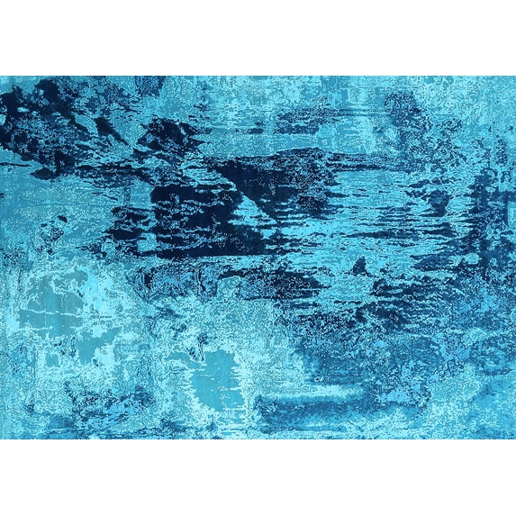 Ahgly Company Indoor Rectangle Oriental Light Blue Industrial Area Rugs, 2' x 5'