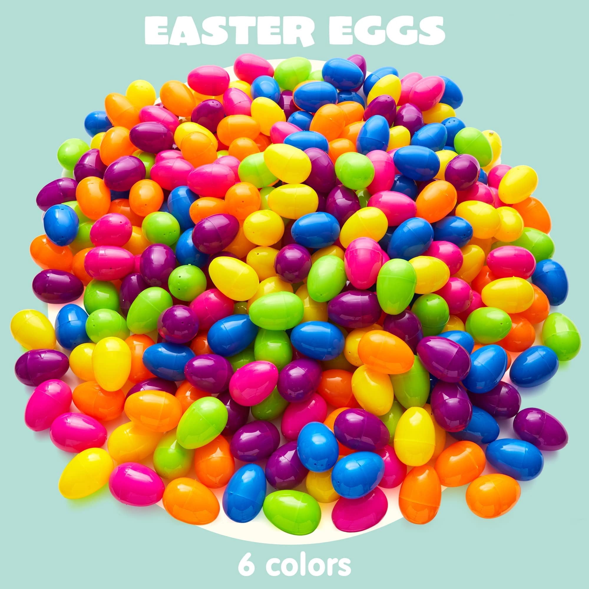 JOYIN 500 PCS 2.3" Easter Eggs for Filling Specific Treats, Large Plastic Easter Eggs Bulk, Easter Party Favors, Hunt, Basket Stuffers Filler, Classroom Prize Supplies for Kids
