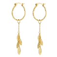 thumbnail image 2 of 1 par de pendientes colgantes de borlas de hojas de plata chapados en oro , aro pulido alto, elegante para mujer, 5 cm de lo Yinane Pendientes colgantes de hojas, 2 of 8