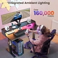 thumbnail image 4 of Kyspho 55″ x 28″ Electric Standing Desk with Storage Shelf, Height Adjustable Sit Stand Desk with RGB LED Strip & Monitor Stand, Computer Desk for Home Office, Black, 4 of 7