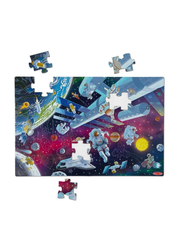 Melissa & Doug Outer Space Glow-in-the-Dark Cardboard Jigsaw Floor Puzzle  48 Pieces, for Boys and Girls 3+ - FSC Certified