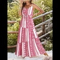 thumbnail image 3 of Vestido de Verano Informal Bohemio para Mujer, Sin Mangas, Estampado, , Escalonado, para Playa, 2025 Rojo XL, 3 of 5